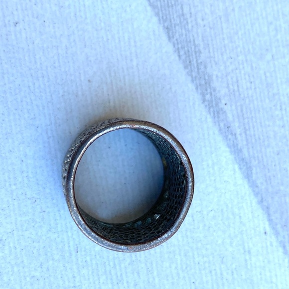 Free people ring patina copper wide band boho vintage jewelry metal cut out gold - Picture 6 of 9